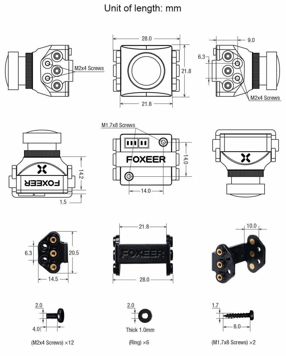 foxeer camera razer 2 mini standard parts mantisfpv