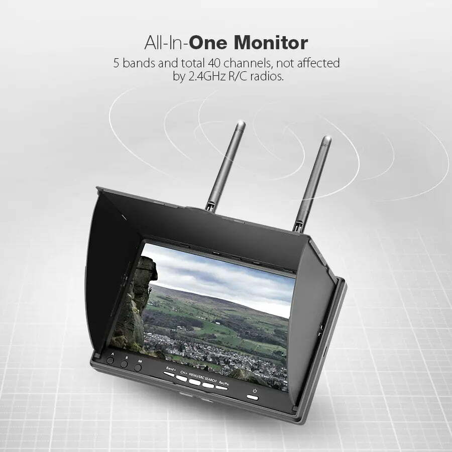 lcd5802d 5802 5 8g 40ch 7 inch fpv monitor with dvr build in battery