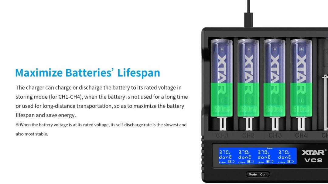 Xtar VC8 USB 8-Slot 18650 Battery Charger 9 xtar vc8 usb 8 slot 18650 battery charger mantisfpv australia drone 04