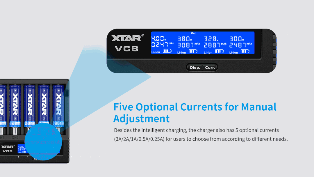 Xtar VC8 USB 8-Slot 18650 Battery Charger 12 xtar vc8 usb 8 slot 18650 battery charger mantisfpv australia drone 07