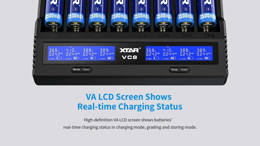 xtar vc8 usb 8 slot 18650 battery charger mantisfpv australia drone 09