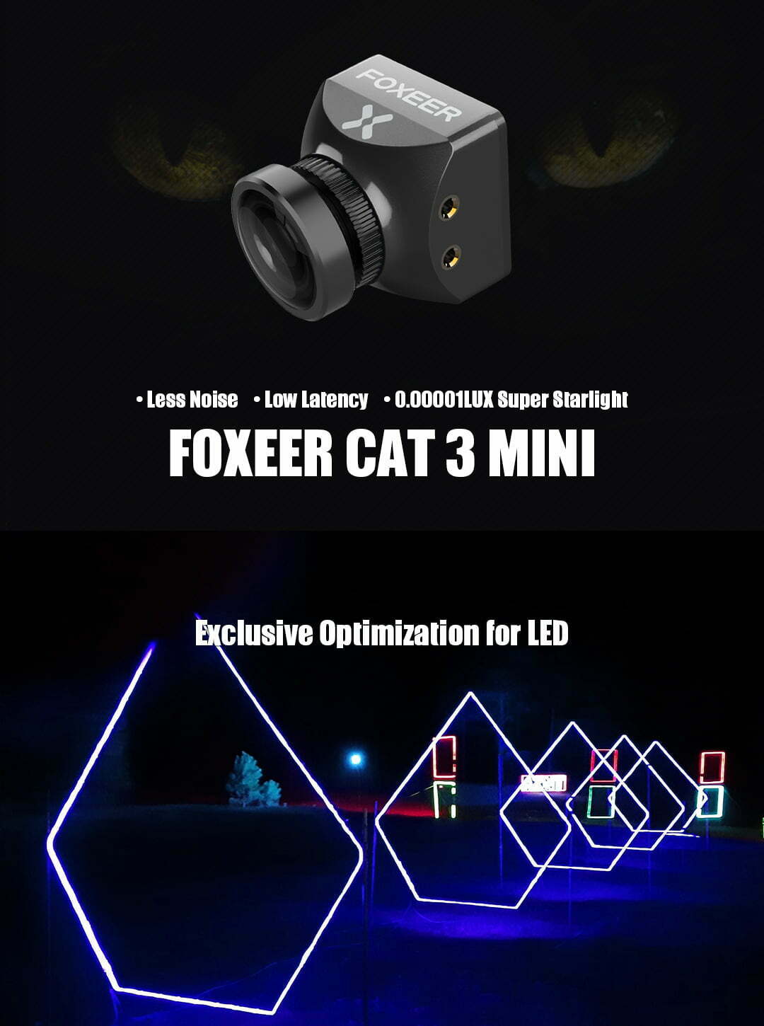 foxeer mini cat 3 1200tvl 0 00001lux starlight fpv camera mantisfpv description 01