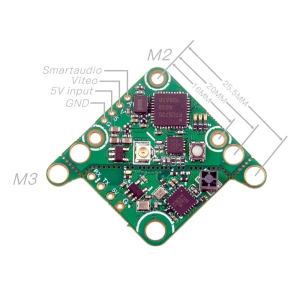 elrs fyujon 2in1 aio module built in elrs 2 4ghz rx and openvtx mantisfpv australia product size guide