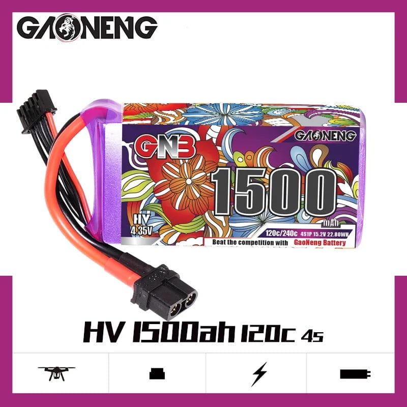 GAONENG GNB LiHV 4S 15.2V 1500mAh 120C XT60 LiPo Battery mantisfpv australia product drone display