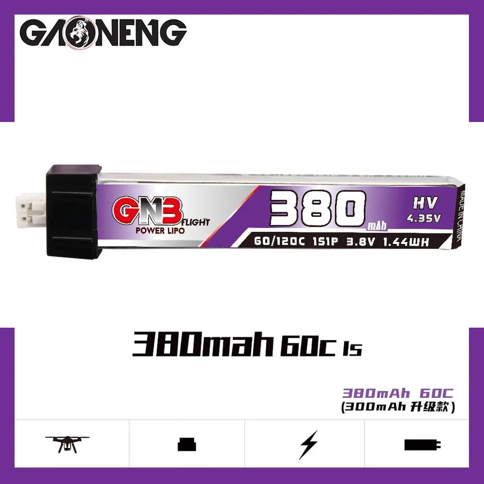 gaoneng gnb hv 1s 3 8v 380mah 90c ph2 0 lipo battery product mantisfpv australia showcase display