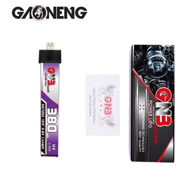 gaoneng gnb hv 1s 3 8v 380mah 90c ph2 0 lipo battery product mantisfpv australia showcase package