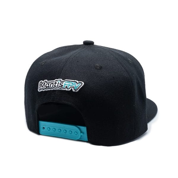blue and black snapback hat on white background for sunny day