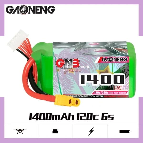 gaoneng gnb 6s 22 2v 1400mah 120c xt60 lipo battery mantisfpv australia product showcase image display