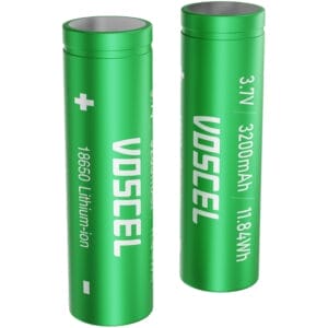 voscel 18650 3200mah 10c 3 7v 11 84wh battery 2 pack side view 01