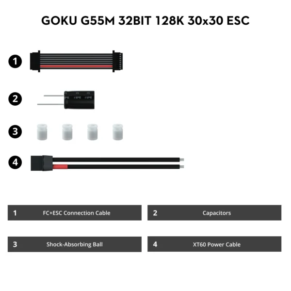Flywoo G55M 32BIT 128K 3-6S 55A ESC 30x30 AM32 - Image 4