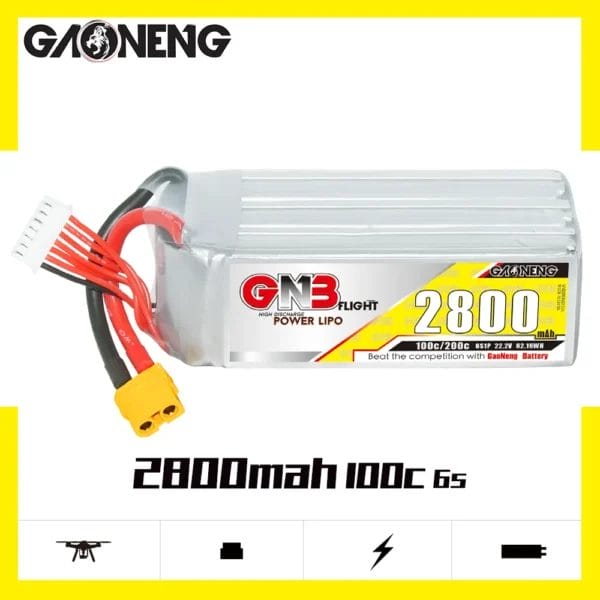 GAONENG GNB 6S 22.2V 2800mAh 100C XT60 LiPo Battery - Image 2