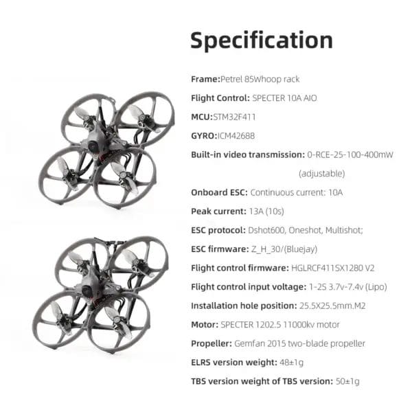 HGLRC Petrel 85 Analog FPV Drone Tinywhoop ELRS 2.4G 2S - Image 2