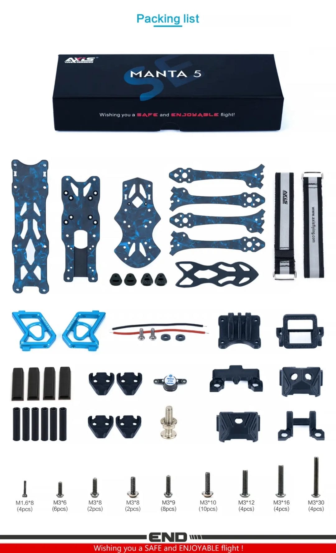 Axis Flying Manta 5 SE Squashed X Frame Kit with 3D Prints 8 axisflying manta 5 se frame kit mantisfpv australia product drone fpv image showcase blue frame description 05