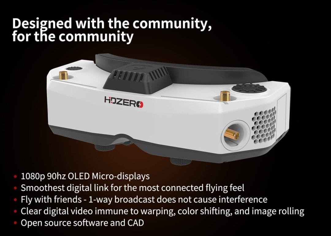 HDZero FPV Goggles 2 (HDZ3520) 9 hdzero fpv goggles v2 hdz3520 syntegra austrralia product drone white red description 01