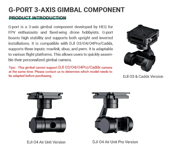 HEQUAV G-Port 3 Axis Stabilisation Gimbal DJI O4 Pro Camera 2 hequav g port 3 axis gimbal dji o4 pro camera fpv mantisfpv australia product description 01