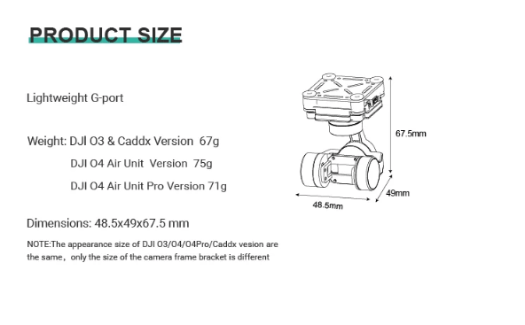 HEQUAV G-Port 3 Axis Stabilisation Gimbal DJI O4 Pro Camera 3 hequav g port 3 axis gimbal dji o4 pro camera fpv mantisfpv australia product description 02