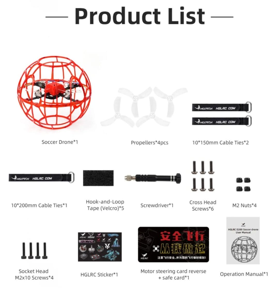 HGLRC D200 Training and Competition Soccer Drone 4S ELRS 2.4G (LOS) 17 hglrc d200 training and competition soccer drone 4s elrs 2 4g los mantisfpv description 12